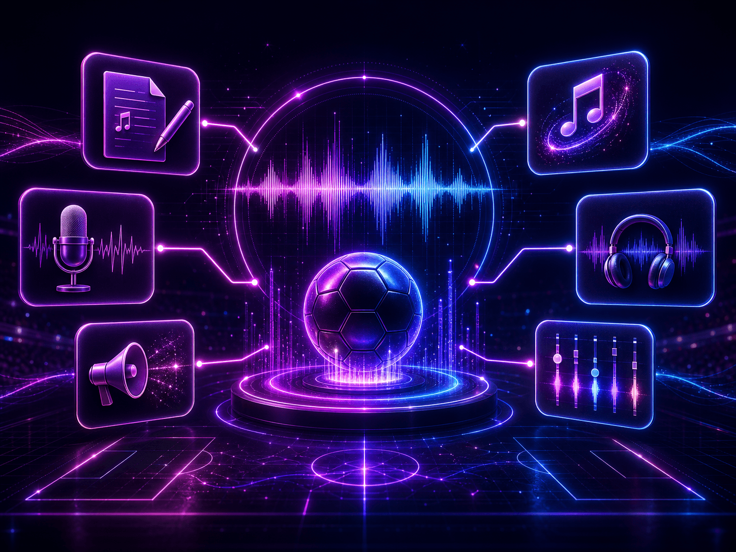 Herramientas de música con IA conectadas para crear canciones de fútbol