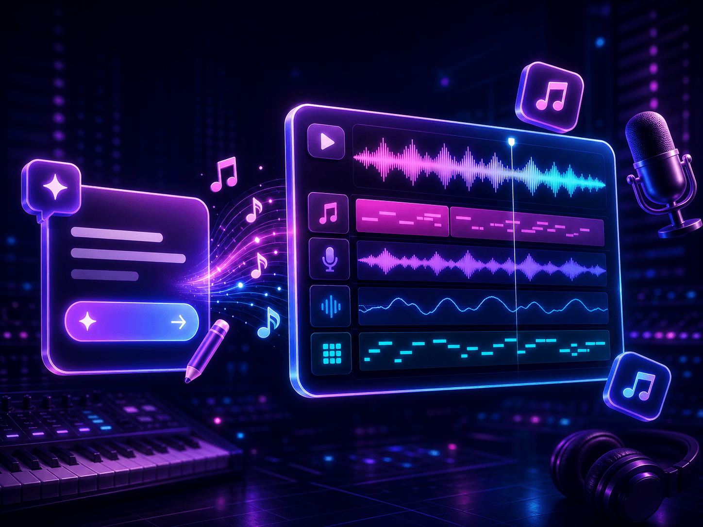 Text to song generator workspace turning an idea prompt into lyrics vocals melody and a complete AI song